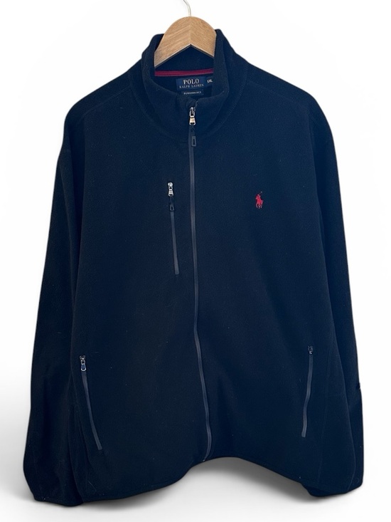 Polo Ralph Lauren Other - VTG Polo Ralph Lauren Black Zip Fleece Jacket with Red Pony Mens size 2XL